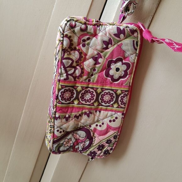 Vera Bradley Wristlet Pink Paisley Print quilted small bag Retired Vintage - Picture 4 of 8